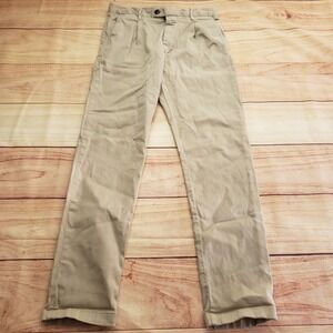 Closed Pleated Chino Pants Mens 31 Tan Khaki Italian Fabric Straight‎ Leg C32260